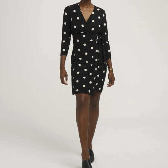 Anne Klein Dot Print Faux Wrap Dress - NWT Size S - Picture 1 of 4